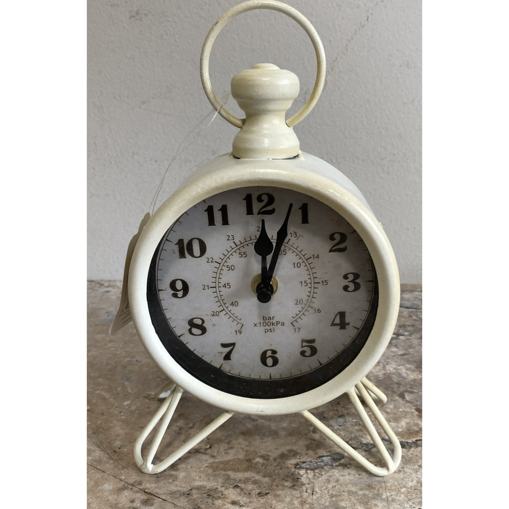 Westclox Nautical White Metal Table Clock Battery Operated 9" X 5" Coastal Decor